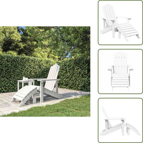 Chaise de jardin Adirondack avec repose-pied PEHD Blanc - Chaise De Jardin - Chaise Adirondack - Mobilier De Jardin - Chaise Extérieure - Fauteuil De Jardin (1/5)
