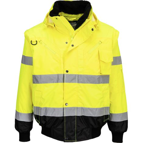 Blouson Bomber 3-en-1 Haute Visibilité Bicolore - Taille Xs - Jaune/noir - Portwest
