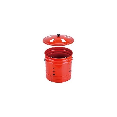 Brasero portátil – Recipiente en metal con cubierta segura para exteriores Acier robuste avec design compact ideal para camping, playa, jardín o actividades de supervivencia Couvercle