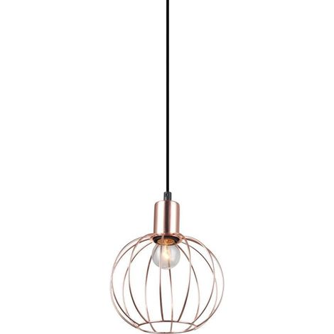 Italux Gervais - Lámpara colgante industrial y retro negra 1 luz con pantalla cobre, E27 (1/3)