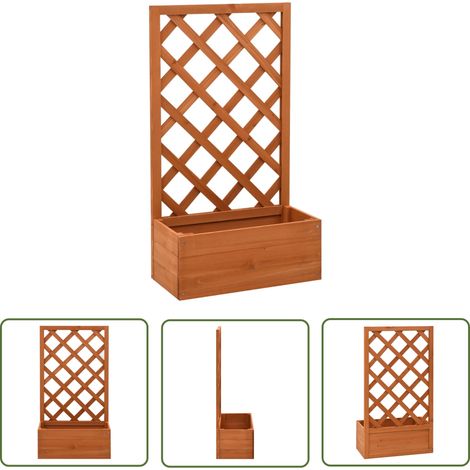 The Living Store Jardinière à treillis de jardin Orange 50x25x90cm Bois de sapin - Jardinière - Pot De Fleurs - Plante Grimpante - Treillage - Bois De Sapin (1/6)