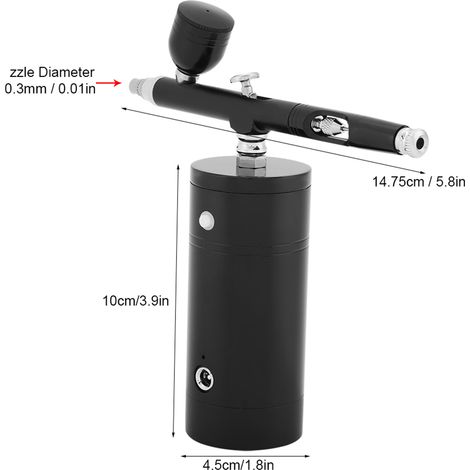 Mini compresseur d'air noir 0,3 mm, pistolet à peinture, kit aérographe, capacité 7 cm³, alimentation USB 8,4 V (1/5)
