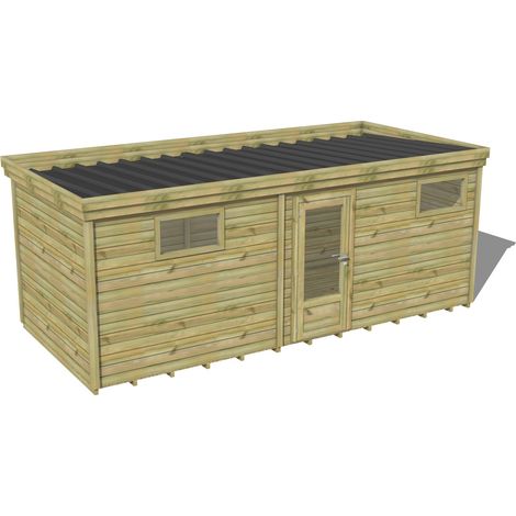 ABRI DE JARDIN bois traité 27mm, 6,5x2,6m, 17m2, Plancher (1/3)