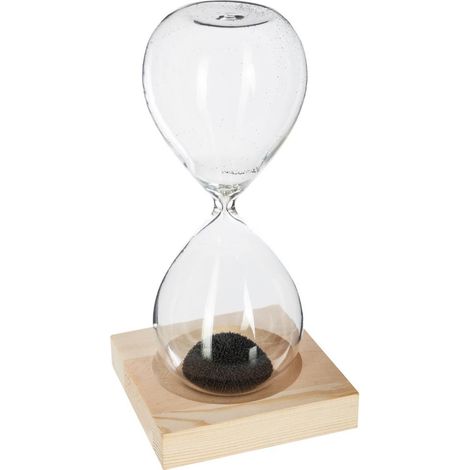 Sablier magnétique en verre et bois - L. 6 x l. 6 x H. 15 cm -PEGANE-