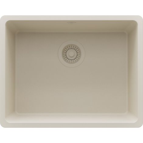 PRIMAGRAN Evier Sous Plan 56x44cm,Evier en Granit 1 bac + Kit de Vidage, Évier au meuble 60cm - Venise Easy, Beige (1/5)