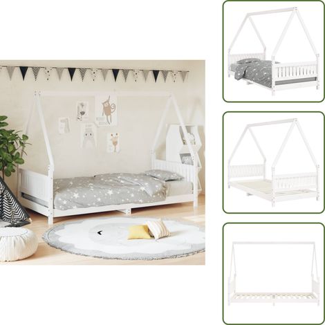 Letto in legno - vidaXL Giroletto per Bambini Bianco 90x200cm in Legno Massello di Pino - Letto per bambini in legno