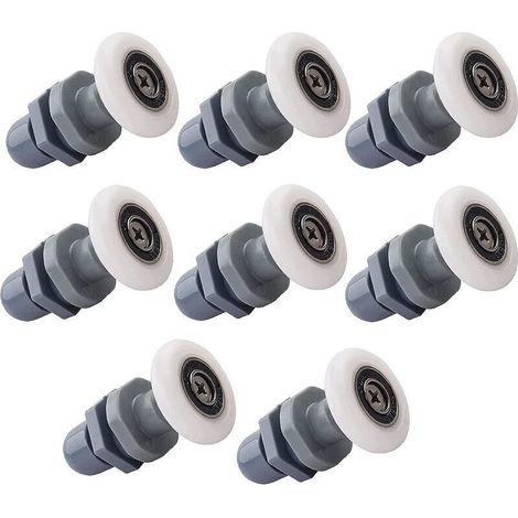 Roulettes coulissantes pour porte de douche – Lot de 8 pièces en nylon résistant à l’humidité – Diamètre 19 mm – Pour verre 4–6 mm (1/5)
