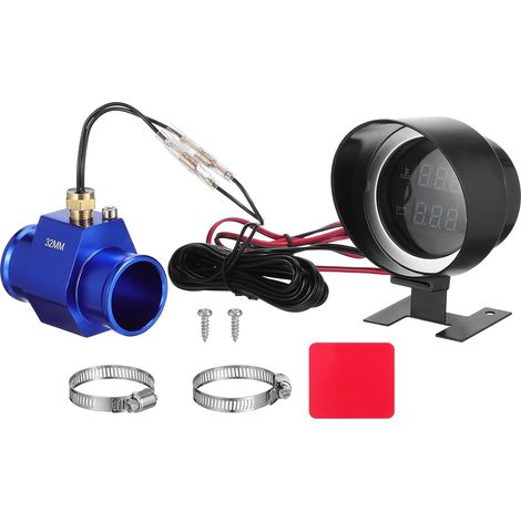 Jauge de Température Eau et Voltmètre LED Ronde Compacte avec Adaptateur Kit de Manomètre pour Voiture Moto Camion Installation Facile DIY Affichage Clair et Double Fonction (1/5)