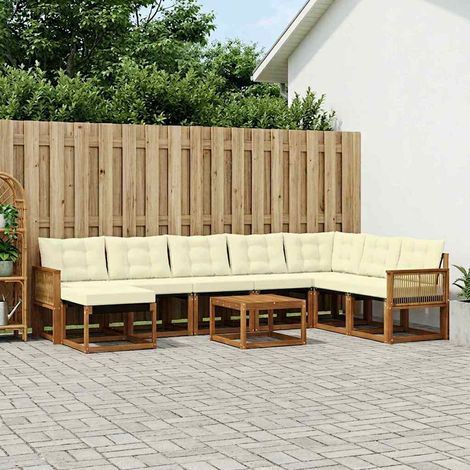 vidaXL Outdoor-Sofagarnitur 9 Stk. Natur und Creme (1/5)