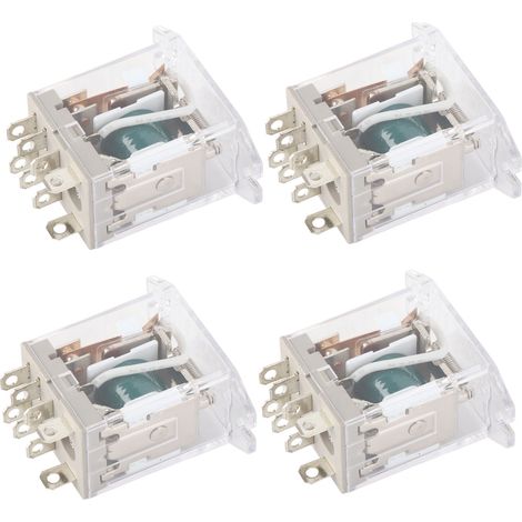 Lot de 4 relais de puissance electromagnetique 220V polyvalent structure thermoplastique etanche pour porte de garage (1/5)