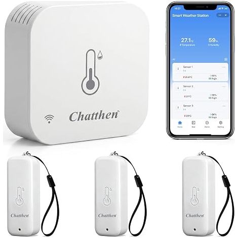 Thermomètre Connecté WiFi, 3 Capteurs IP65 Intérieur/Extérieur (1/5)