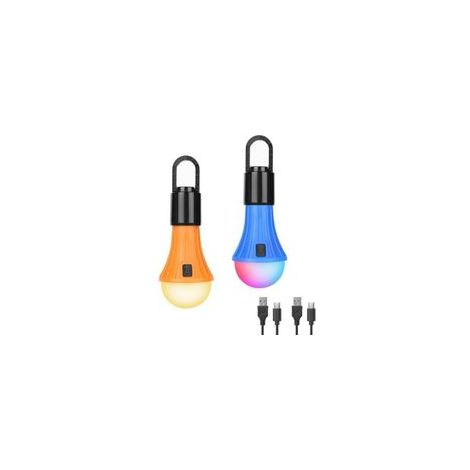 Lampe de Camping Ampoule Rechargeable, 7 modes d'éclairage Blanc et RGB, Lampes de Tente Suspendues , Ampoules LED Rechargeables pour les Urgences, les Coupures d'électricité, Camping