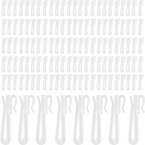 100 Adjustable Plastic Curtain Hooks Smooth Surface and