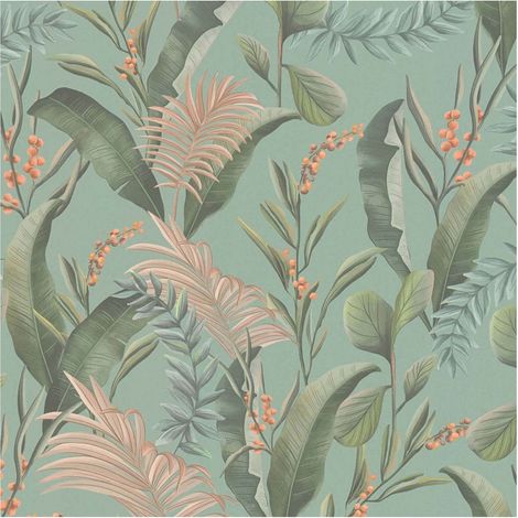 Flowers wallcovering wall Profhome 394364 hot embossed non-woven wallpaper slightly textured with floral ornaments matt blue green beige pink 5.33 m2 (1/5)