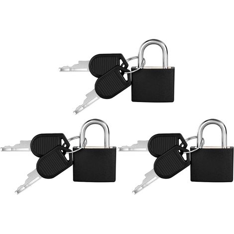 3PCS Petit Cadenas à Bagage, avec 2 Clés, Multicolore Mini Cadenas à Bagage, Serrures de Valise pour Voyage, Valise, Casiers, Sac de voyage - Noir (30x23cm) (1/5)