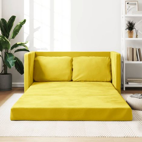 Canapé-lit 2 en 1, Canapé convertible, Canapé fixe jaune foncé 122x204x55 cm velours LODW83762 DESIGN IN (1/5)