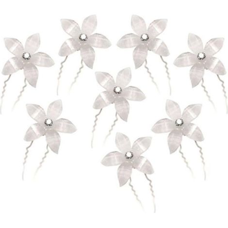 8pcs Wedding Bridal Cheveux Broches Clips, Pinces Cheveux Strass Pingles Cheveux En Forme De U (blanc) (1/4)