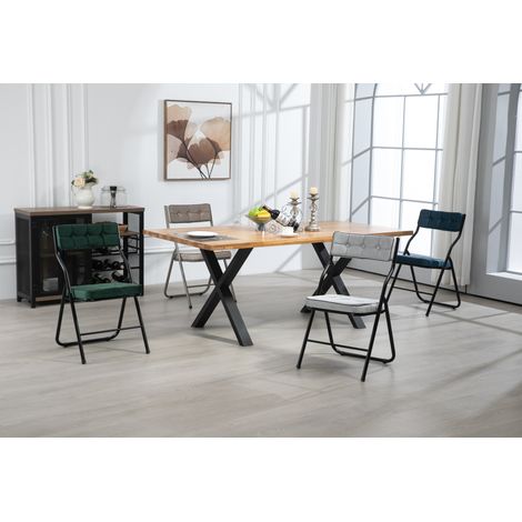 MEUBLIV lot de 2 chaises pliantes bleues – assise rembourrée, sans montage (1/5)