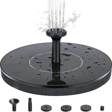 Fontaine à eau alimentée par des panneaux solaires, 2,5 cm, noire. (1/5)