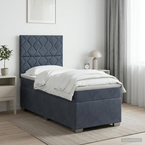 Cama box spring con colchón Gris oscuro 80 x 200 cm Terciopelo (1/5)