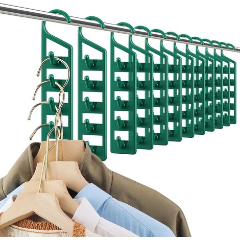 12 cintres gain de place - Robustes - En plastique - Multifonctionnels pour tous vêtements et accessoires (1/5)