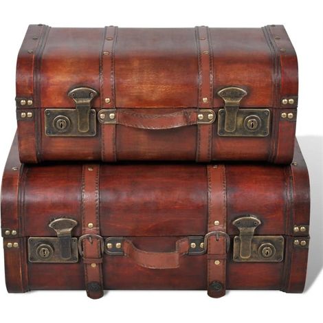 FIMEI Coffre de rangement vintage Bois Marron 2 pcs (1/5)
