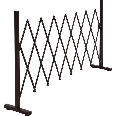 Barrière de sécurité HWC-K56 - Grille de protection - extensible - pivotante - acier 103x31-200x31cm - marron (1/5)