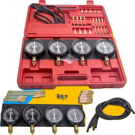 Outil de synchronisation de carburateur, ensemble de 4 manomètres, plage de 0-76 cm/hg, diamètre de 2 pouces, conception légère, compatibilité universelle (1/5)