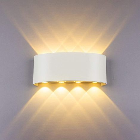 LED-Wandleuchte Weiß 8W – Innen/Außen IP65 – Warmweiß 3000K – Modernes quadratisches Up-Down-ABS-Licht – Für Schlafzimmer, Wohnzimmer, Hotel