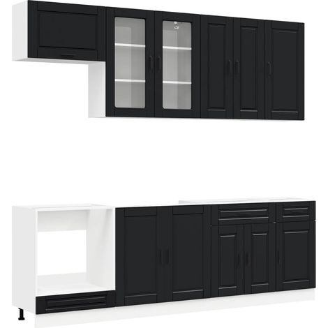 Kitchen Unit PORTO 8 pcs Black Engineered Wood vidaXL (1/5)