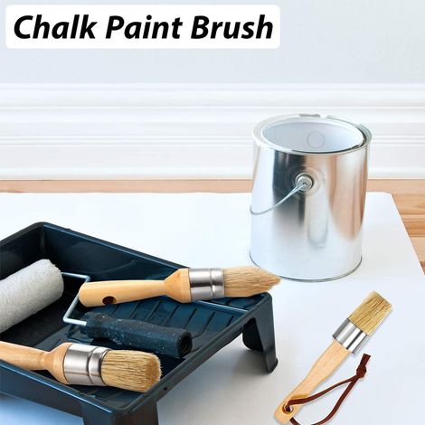 Brush À Peinture Chalk - Poils Naturels - Manche En Bois - Pour Meubles Et Décoration Intérieure - Lot De 3 (1/5)