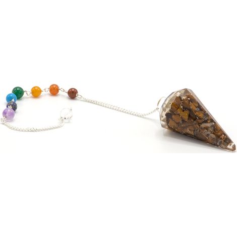 Pendule Chakra Pouvoir Orgonite - Oeil de Tigre- Vendu par 1 (1/3)
