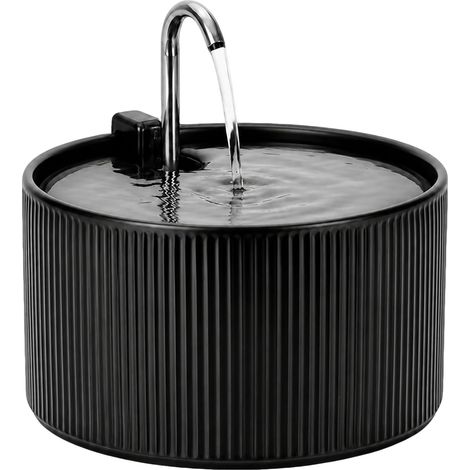 Fontaine a Eau Chat Ceramique, 2.2L Fontaine a Eau Chat, Automatique Distributeur d'eau Silencieux pour Chat avec Système de Filtration - Noir (1/5)
