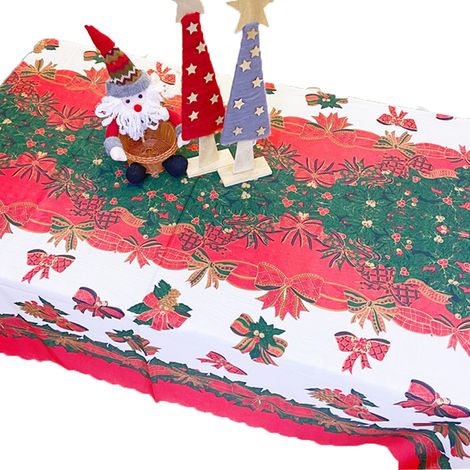 Nappe De Table - Pour Noel - En Polyester - 150 X 180 Cm - Usage Interieur Et Exterieur