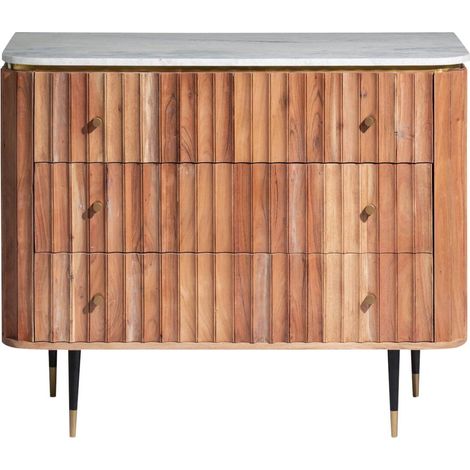 Commode en bois d'acacia et marbre blanc Judith (1/5)