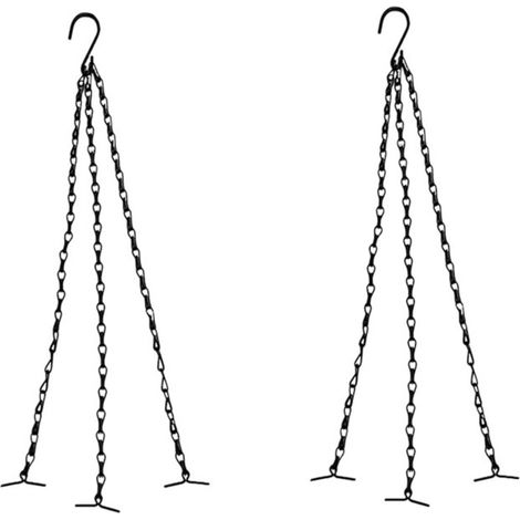 Chaînes de suspension pour pots de fleurs - Lot de 6, fer noir 1,2mm à double crochet, 40cm pour intérieur et extérieur (1/5)