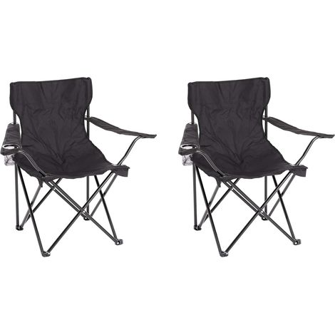 Baroni Home Folding Camping Chair, Lightweight and Sturdy Outdoor Beach Chair, Fishing, Barbecue, Picnic Chair, with Portable Bag, Black, 50 x 50 x 80 cm, 2 Pieces (1/5)