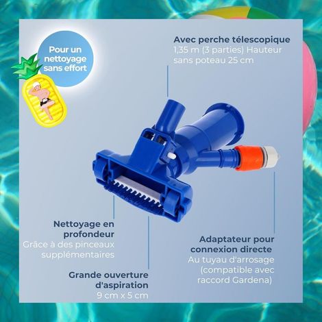 Geeignet für den Jet Vac Poolsauger mit 1,35 m langer Stange  Kleiner Poolsauger mit Venturi-Funktion  Anschluss an einen Gartenschlauch möglich  Mit Poolreiniger (1/5)