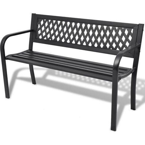 vidaXL Panchina da Giardino 118 cm in Acciaio Nera (1/4)