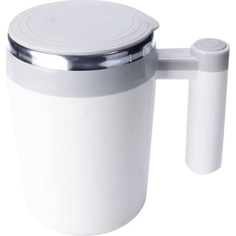 Tazas，taza autoagitadora，Taza de café autoagitadora，recargable，cacao en la oficina，1 agitador，380 ml，blanco (1/4)
