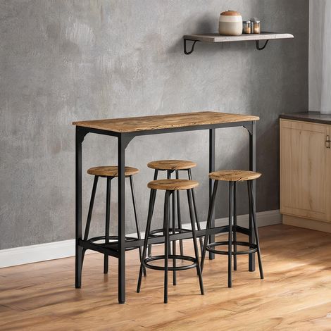 Ensemble table de bar et tabourets en métal 110 x 50 x 89,5 cm (1/5)