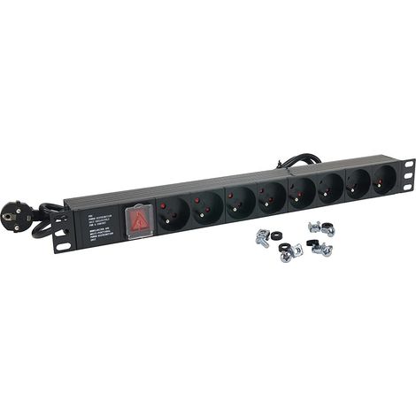 Multipresa Fascia 8 prese rackable 19" con interruttore, cavo 1,80 m, (1/2)