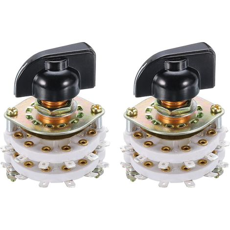 Rotary Switch 2P10T 2 Pole 10 Position Band Selector 1 Stage for TV Radio Machine Home 2 Pieces (1/4)