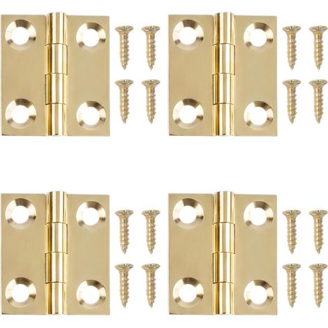 4 Pièces 1 inch Mini Charnières en Laiton avec Vis, 25 x 22 mm Petites Charnières à Bout en Laiton de Porte Pliantes, pour Portail Fenêtres Placard Tiroirs Boîtes (1/5)