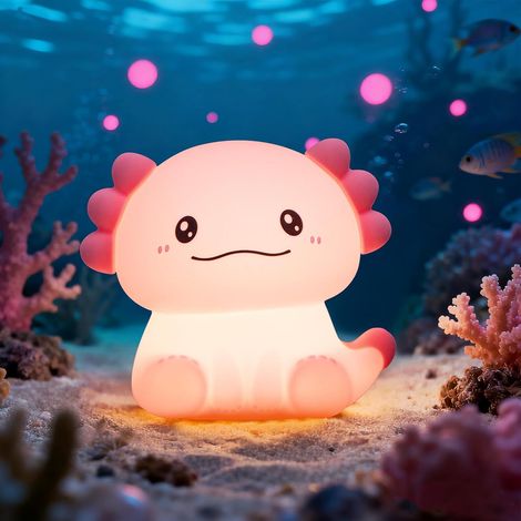Axolotl Nachtlicht Kinder Silikon Lampe Dimmbar Touch Aufladbar (1/5)