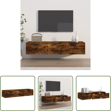 Wandregal Holz - Wandschrank Räuchereiche 102x30x20 cm Holzwerkstoff (1/5)