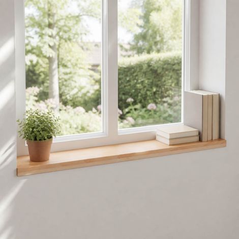 vidaXL Window Sills 2 pcs Natural 90 x 20 x 2 cm Solid Beech Wood (1/5)