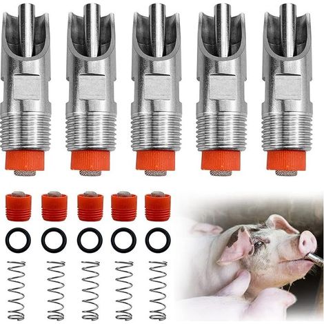 Automatischer Schweinefütterer, auslaufsicherer automatischer Geflügelfütterer aus Edelstahl, Düse und Feder aus Kunststoffgummi (1/5)