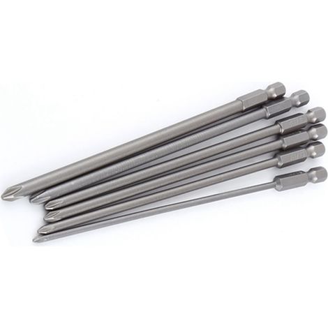 Lot de 6 embouts tournevis cruciformes aimantés 150mm acier S2 queue 1/4" pour vissage (1/5)