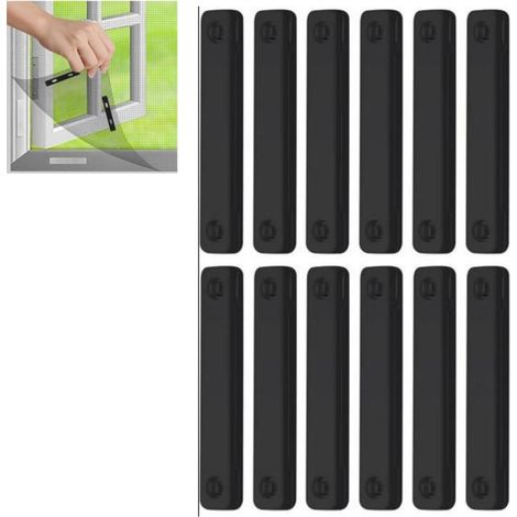 Lot de 12aimants de fenêtre magnétiques pour moustiquaire Clips de fixation anti mouches pour moustiquaire (noir) (1/5)